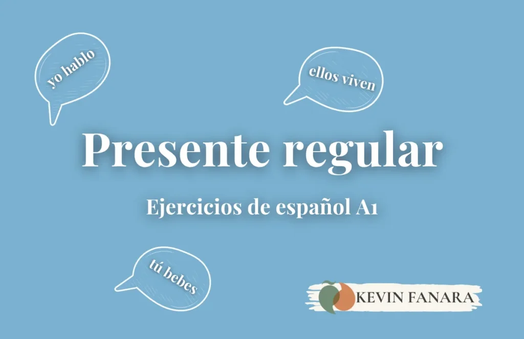 Portada de ejercicios online de español sobre el presente regular de indicativo (nivel A1)