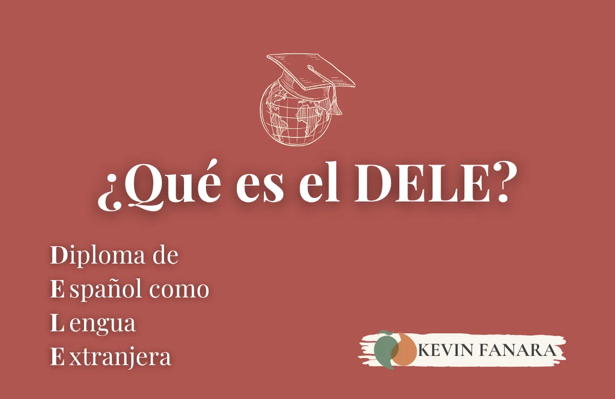 Portada del artículo “Qué es el DELE” con la palabra DELE y una ilustración de un planeta con birrete de graduación.